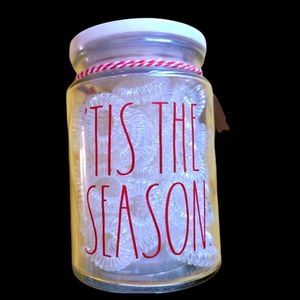 Rae Dunn 'Tis The Season' Glass Jar with Lib 60 Clear Hair Ties New